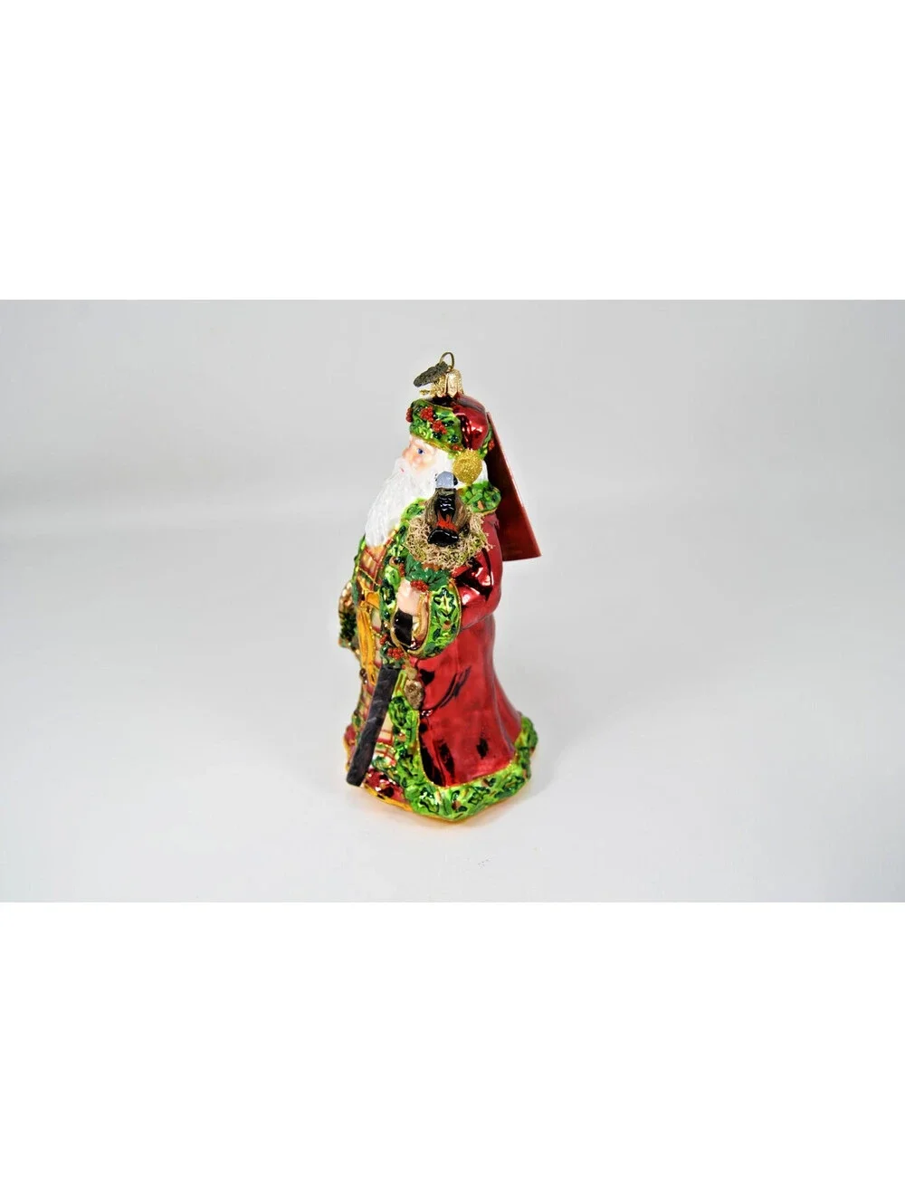 John Huras Blown Glass Ornament Santa Father Christmas Bird 14076 Neiman Marcus